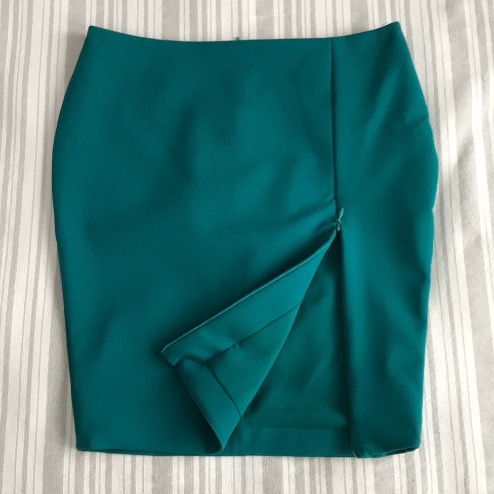 Bec + Bridge Vida GREEN zip hem mini skirt 4 XS S